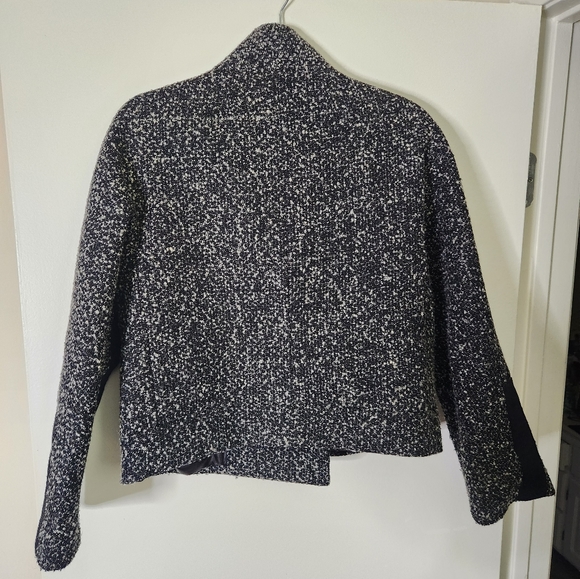 J. Crew wool blend black & white marled boucle tweed jacket size 8 - Picture 10 of 11